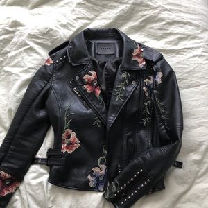 Blank NYV embroidered leather jacket